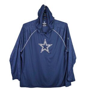 Mens Fanatics Dallas Cowboys Navy Blue Hooded Shirt Long Sleeve Polyester 3XB